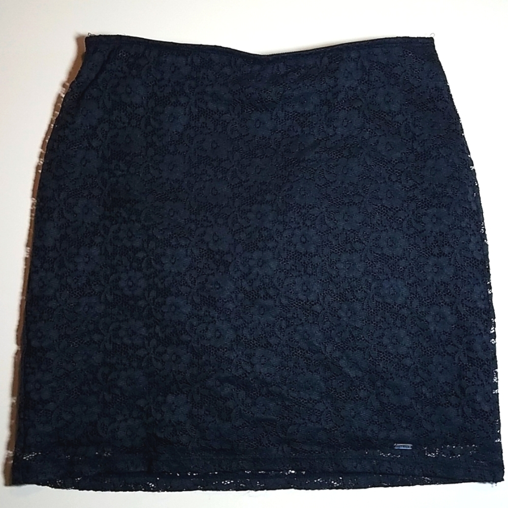 Blue Hollister Elastic Lace Mini Skirt size large